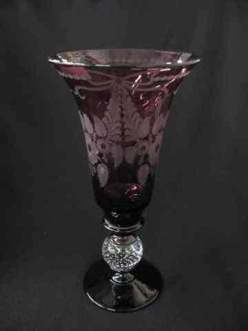 Appraisal: Pairpoint Art Glass Vase amethyst with finely engraved floral clear