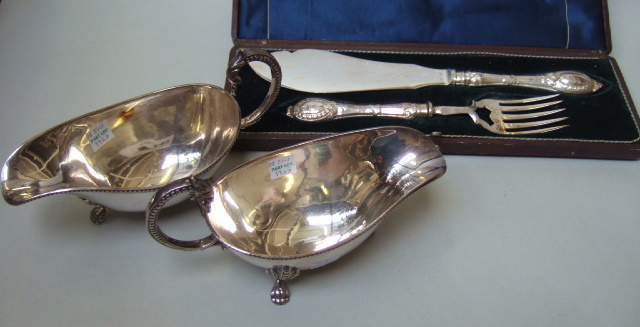 Appraisal: Plated wares comprising a pair of sauceboats each with a