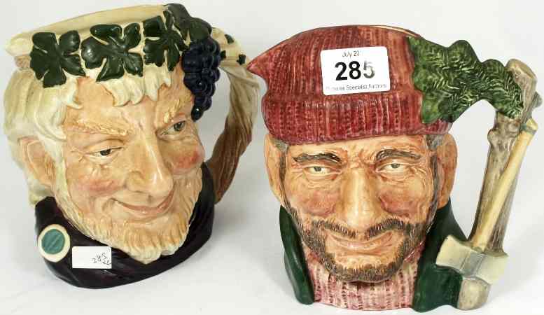 Appraisal: Royal Doulton Large Character Jugs Bacchus D and Lumberjack D