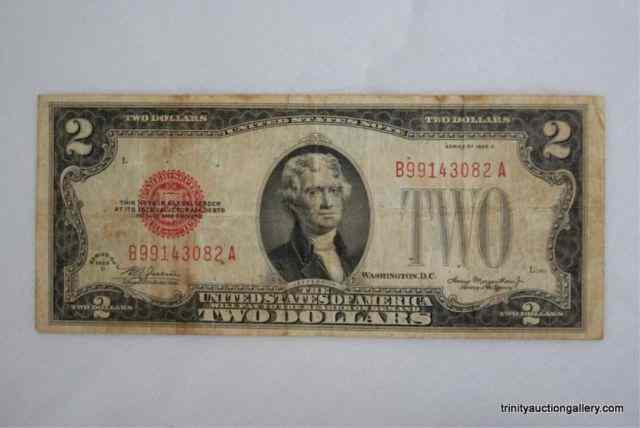 Appraisal: D US Red Seal Two Dollar Currency NoteProtected in a