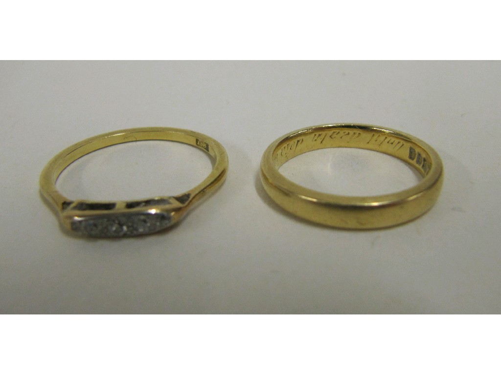 Appraisal: Eighteen carat gold wedding band gms and an ct gold