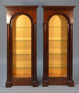 Appraisal: Pair of mahogany open display cabinets Pair of mahogany open