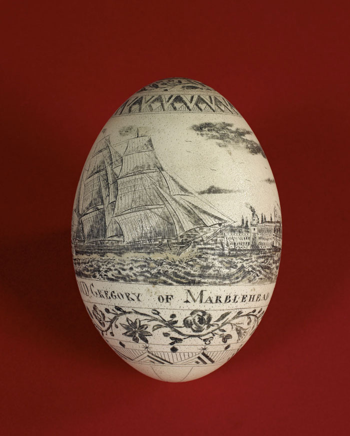 Appraisal: CAPTAIN W D GREGORY'S RARE AND IMPORTANT SCRIMSHAW OSTRICH EGG