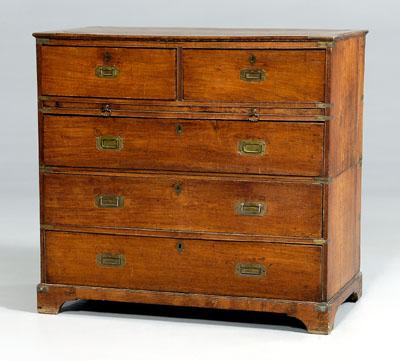 Appraisal: British mahogany campaign chest mahogany with teak secondary brass mounts