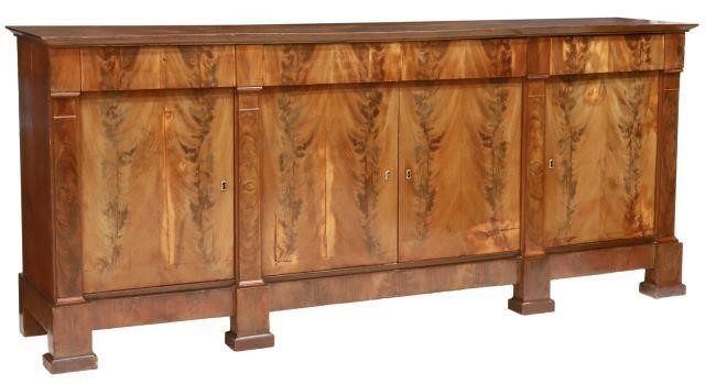 Appraisal: French Empire style mahogany sideboard th c three drawers over