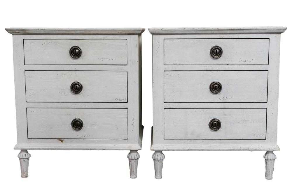 Appraisal: PAIR OF RESTORATION HARDWARE PAINTED NIGHTSTANDSeach with three drawers Condition