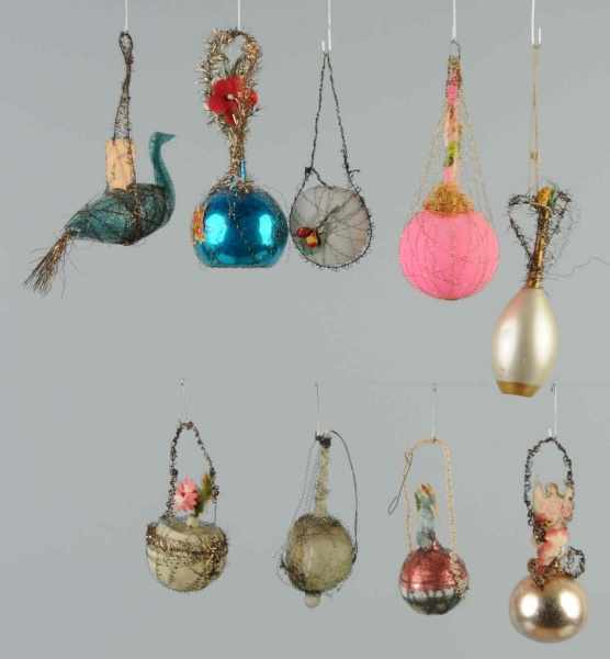 Appraisal: Lot of Wire Wrapped Blown Glass Ornaments Description Various shapes