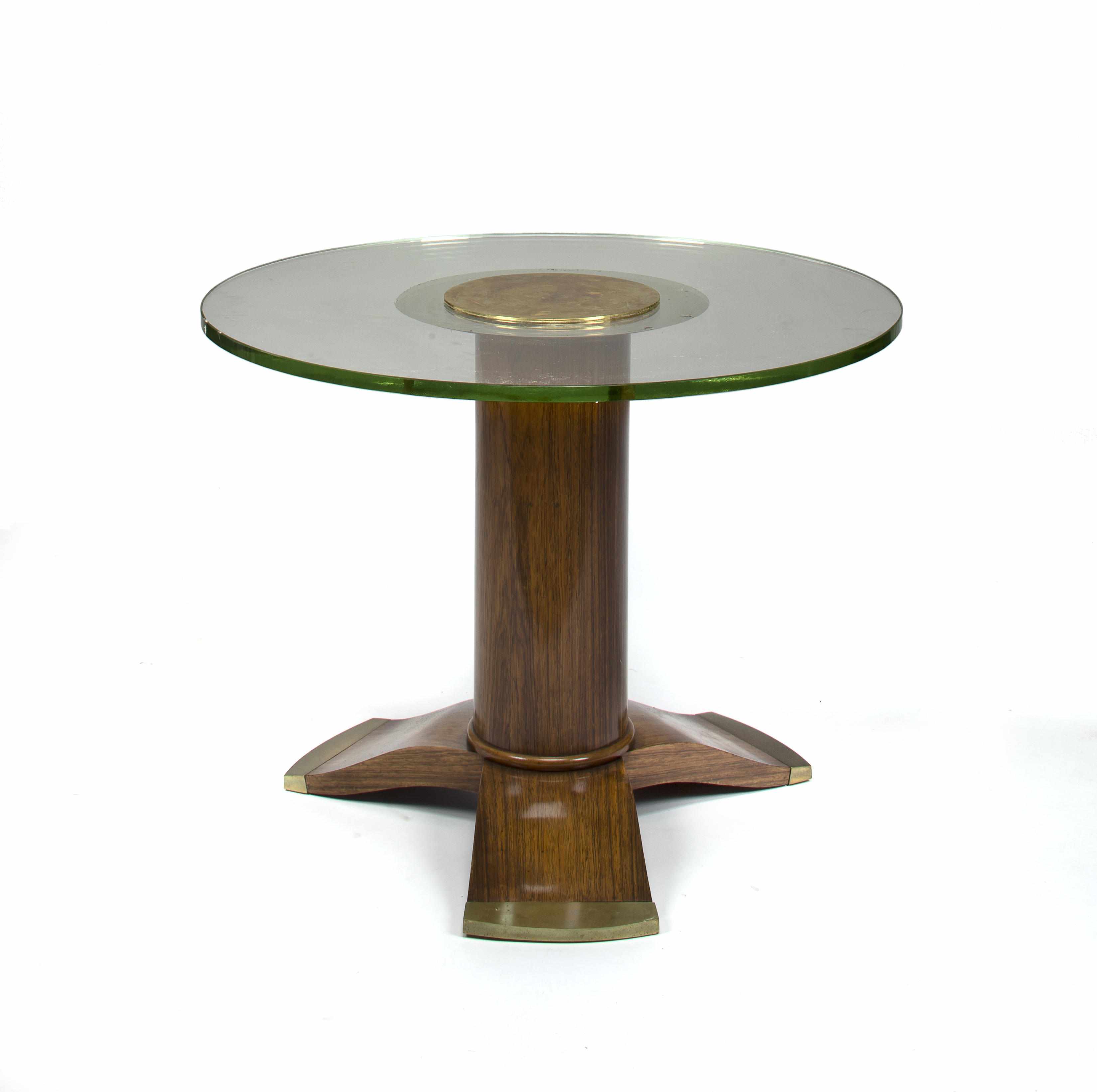 Appraisal: A rosewood glass and bronze table in the manner of