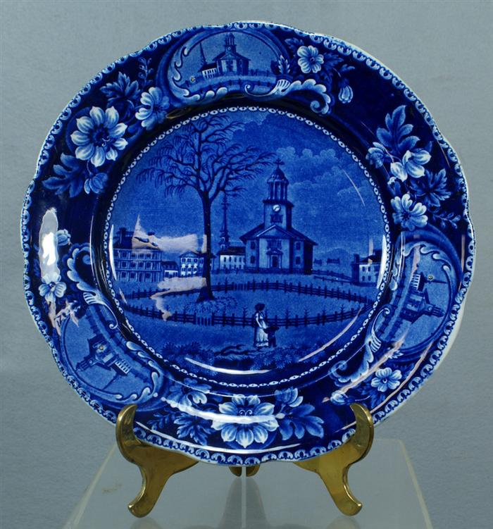 Appraisal: Staffordshire blue transfer plate marked in blue Winter View of