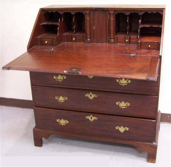 Appraisal: Desk late th C mahogany and pine slant lid opens