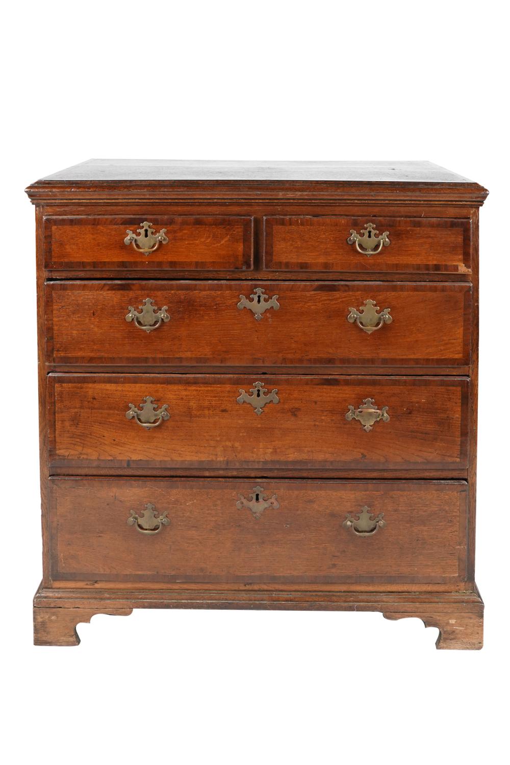 Appraisal: GEORGIAN OAK CHEST OF DRAWERSwith two short drawers above three