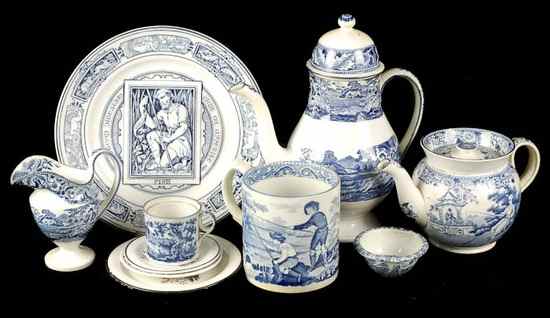 Appraisal: A selection of English printed pottery mostly blue and white