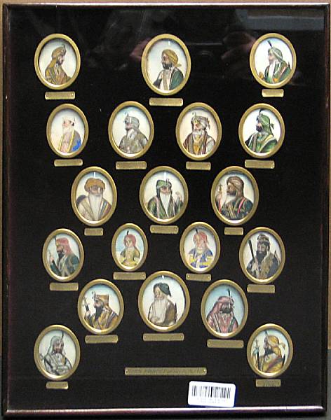 Appraisal: A group of nineteen painted ivory miniature portraits of Sikh