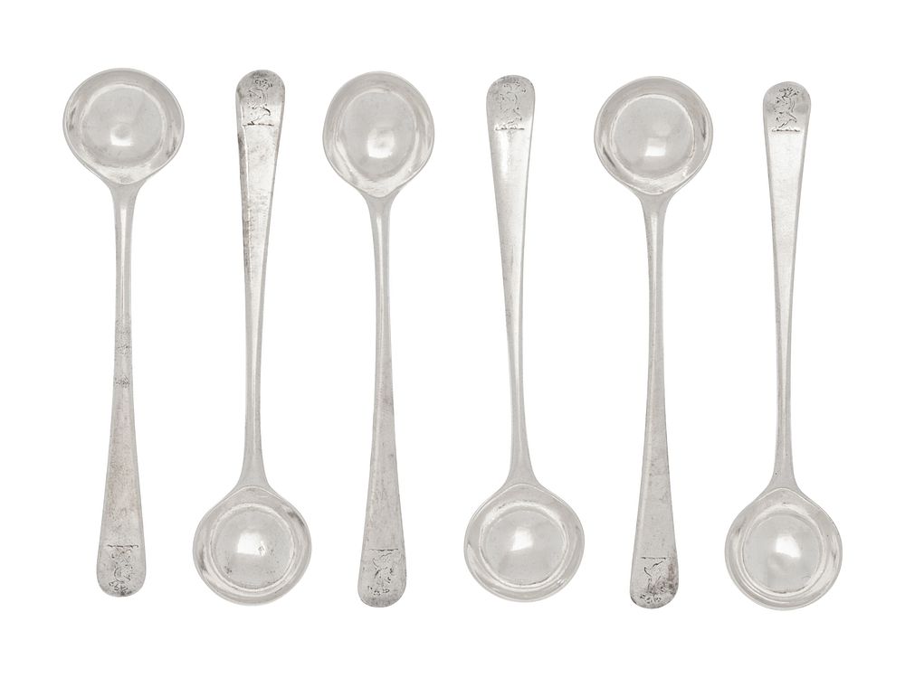 Appraisal: A Set of Six George III Silver Condiment Spoons A