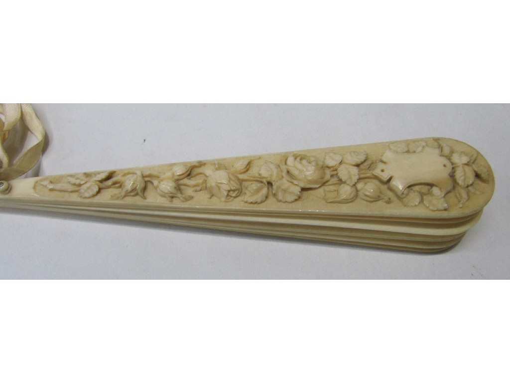 Appraisal: Carved ivory fan