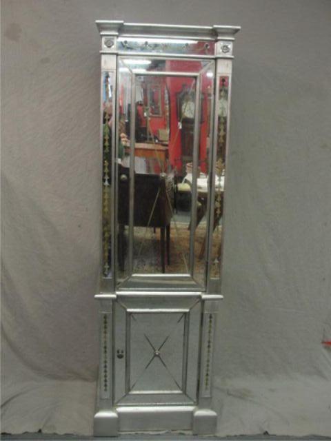 Appraisal: Paint Decorated and Mirrored Door Cabinet From a Stamford location