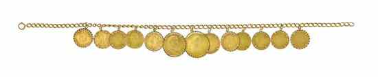 Appraisal: An Karat Yellow Gold and International Gold Coin Necklace French