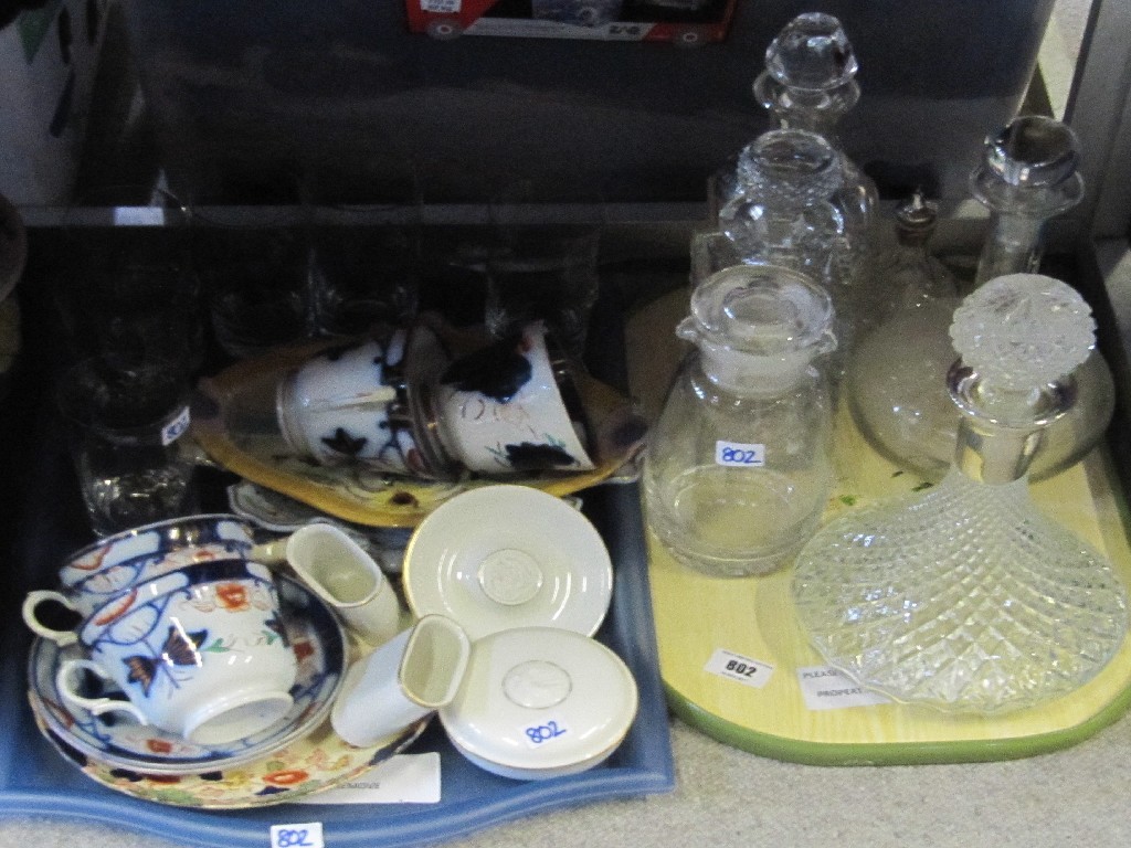 Appraisal: Two tray lots comprising Danish ceramics drinking glasses decanters etc