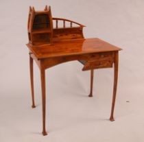 Appraisal: Ecole de Nancy Art Nouveau Desk Dated A wonderful writing