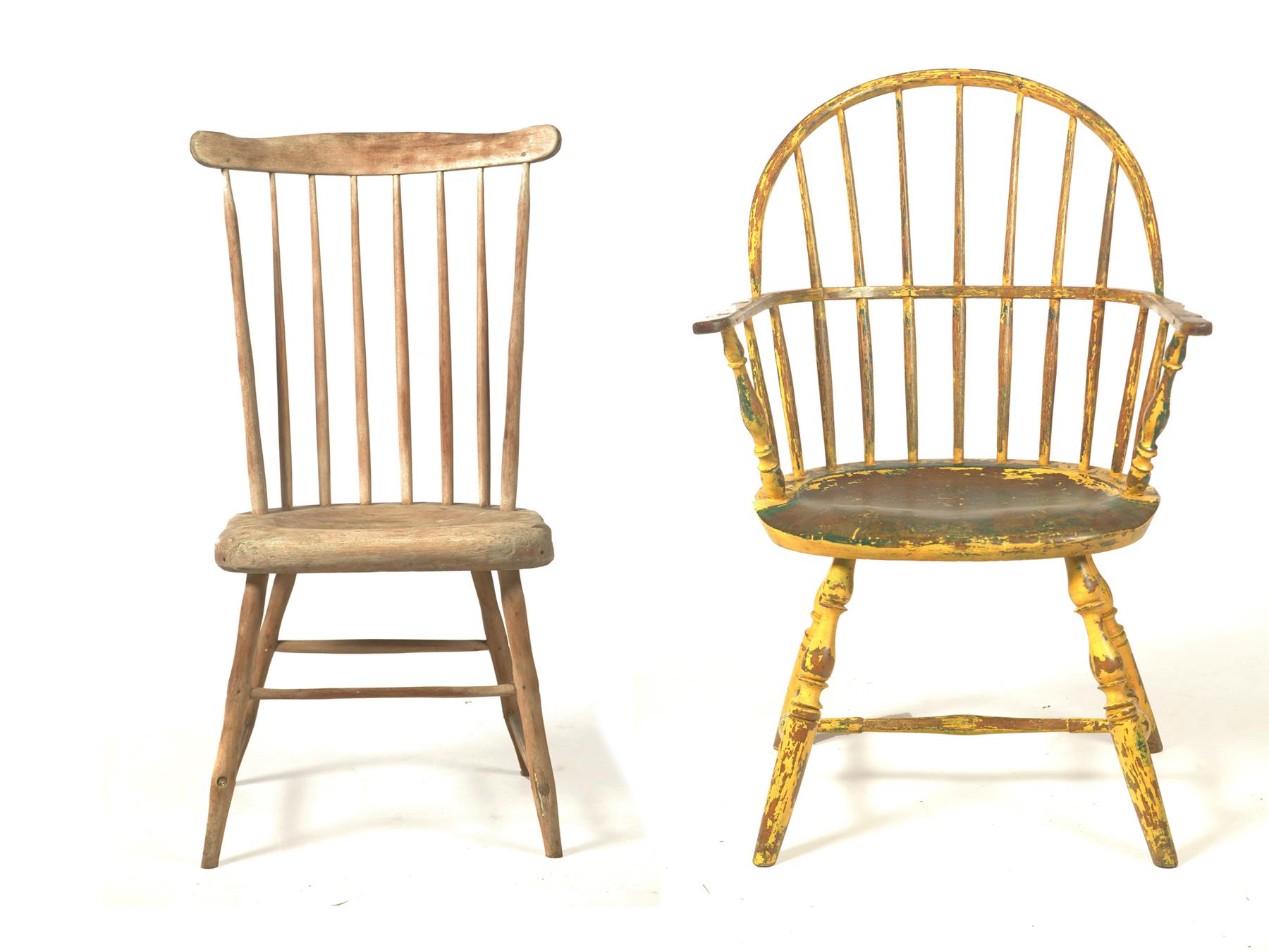 Appraisal: TWO WINDSOR CHAIRS American late th-early th century mixed woods