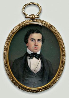 Appraisal: th century miniature portrait gentleman with dark hair and black