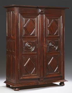 Appraisal: French Louis XIII Style Carved Oak Armoire th c French