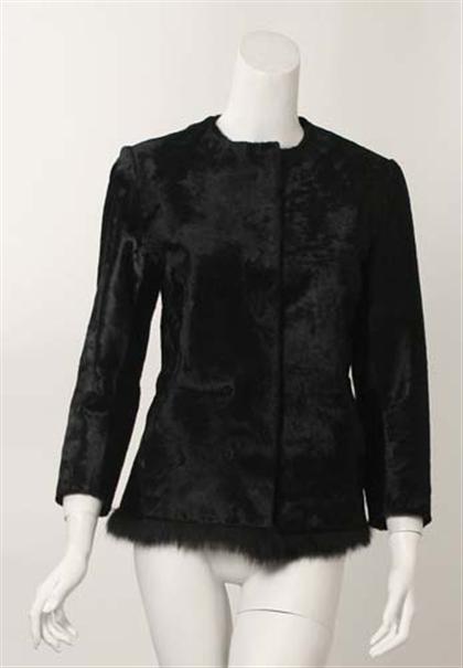 Appraisal: Prada black pony skin broadtail-textured jacket contemporary Rich pony hip-length