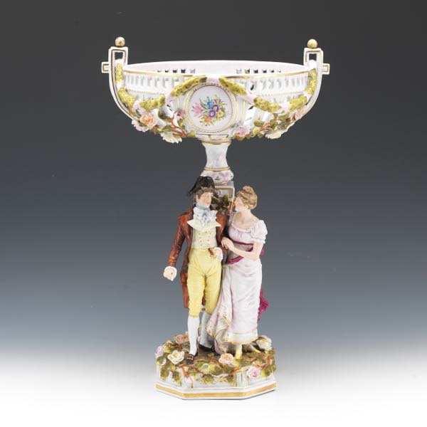 Appraisal: German Palatial Porcelain Hand Painted Figural Centrepiece Tazza ca th