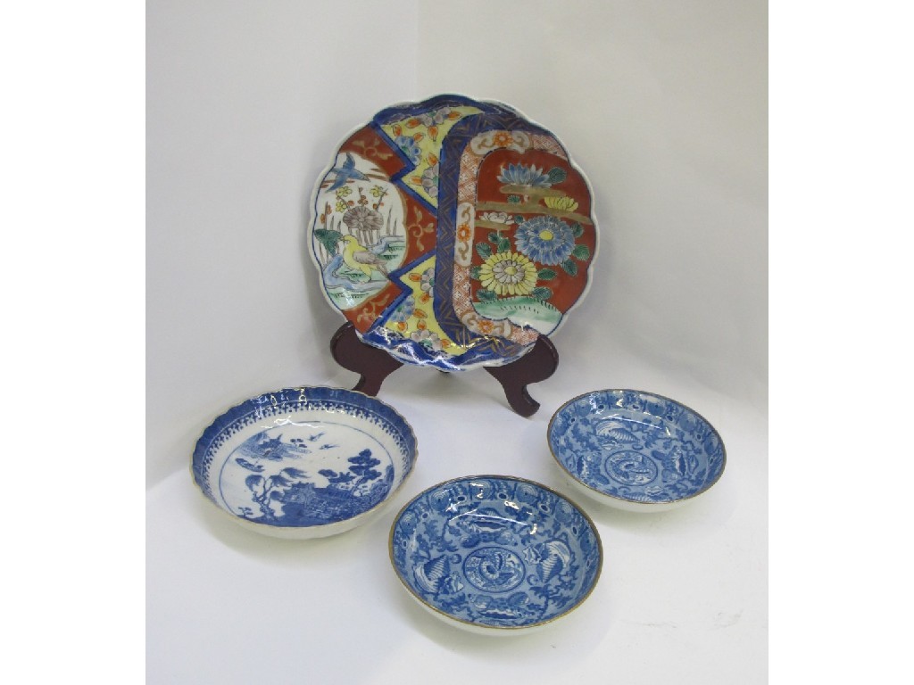 Appraisal: Imari plate and blue and white dishes