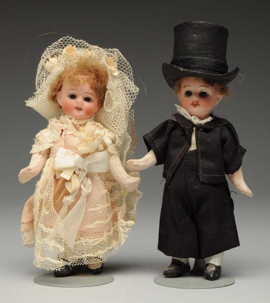 Appraisal: Rare Goebel Bride Groom Dolls Both with bisque socket heads