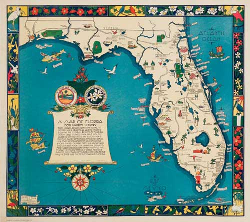 Appraisal: DON J EMERY MAP OF FLORIDA FOR GARDEN LOVERS x