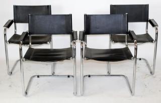 Appraisal: leather and chrome armchairs After Mart Stam S Set of