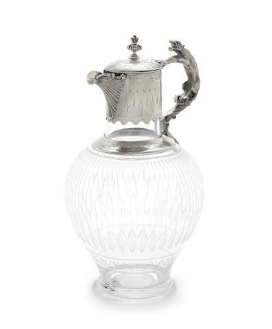 Appraisal: A Victorian silver mounted glass claret jug by William Gough