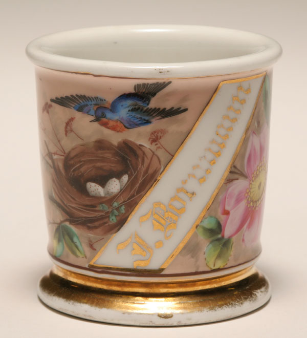 Appraisal: Occupational shaving mug Bluebird with Nest Gilt trim C A