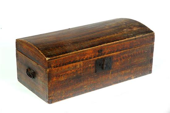 Appraisal: DECORATED DOME TOP BOX American th century pine and poplar