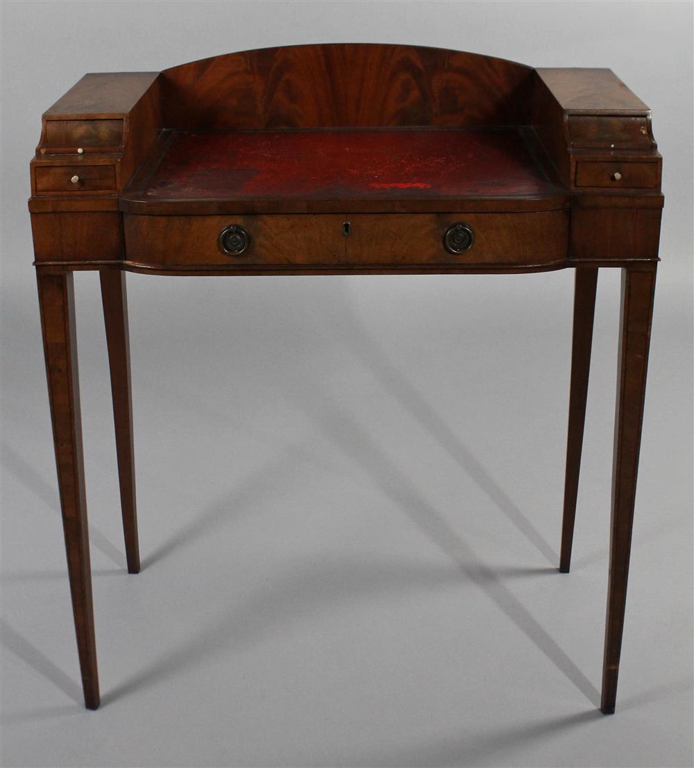 Appraisal: REGENCY STYLE PETITE WRITING DESK having an arched backsplash over