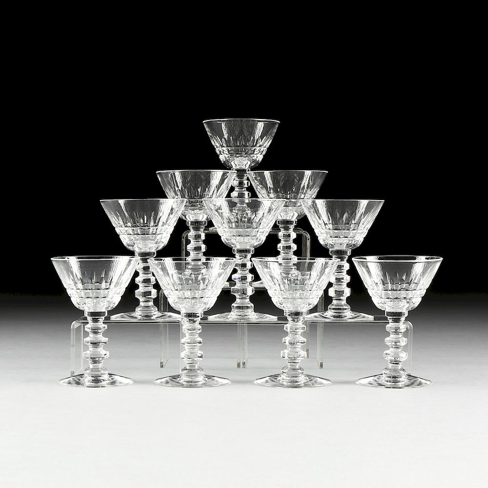 Appraisal: A SET OF TEN HAWKES STYLE CUT GLASS APERITIF STEMWARE