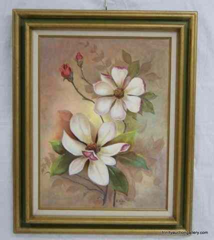 Appraisal: Oil on Canvas Panel Magnolia Bloom PaintingPainted by Elizabeth Hicks