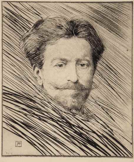 Appraisal: Andre Louis Armand Rassenfosse - Portrait of Felicien Rops etching