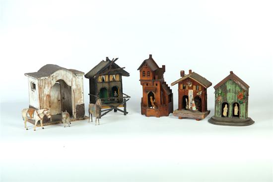 Appraisal: FIVE ''WEATHER HOUSES'' Switzerland late th-early th century Wood and