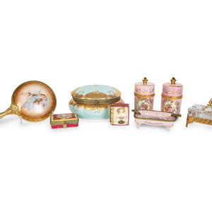 Appraisal: A Group of Continental Painted and Gilt Porcelain Articles th