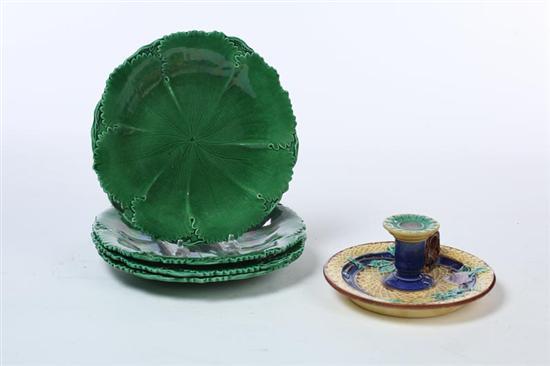 Appraisal: FIVE PIECES OF MAJOLICA English nd half- th century Wild