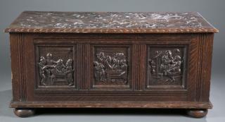 Appraisal: Continental carved wood chest th th century Heavily carved Baroque