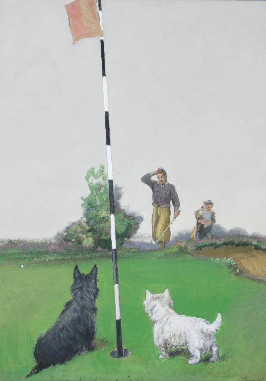 Appraisal: WILLIAM BARRIBAL On a Golf Course signed watercolour heightened with