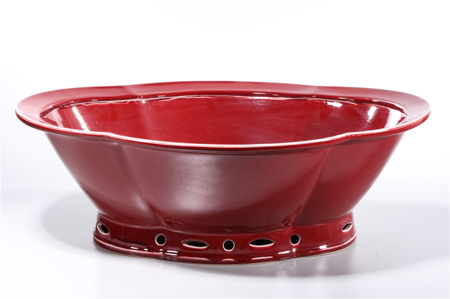 Appraisal: Chinese oxblood porcelain basket x x approx