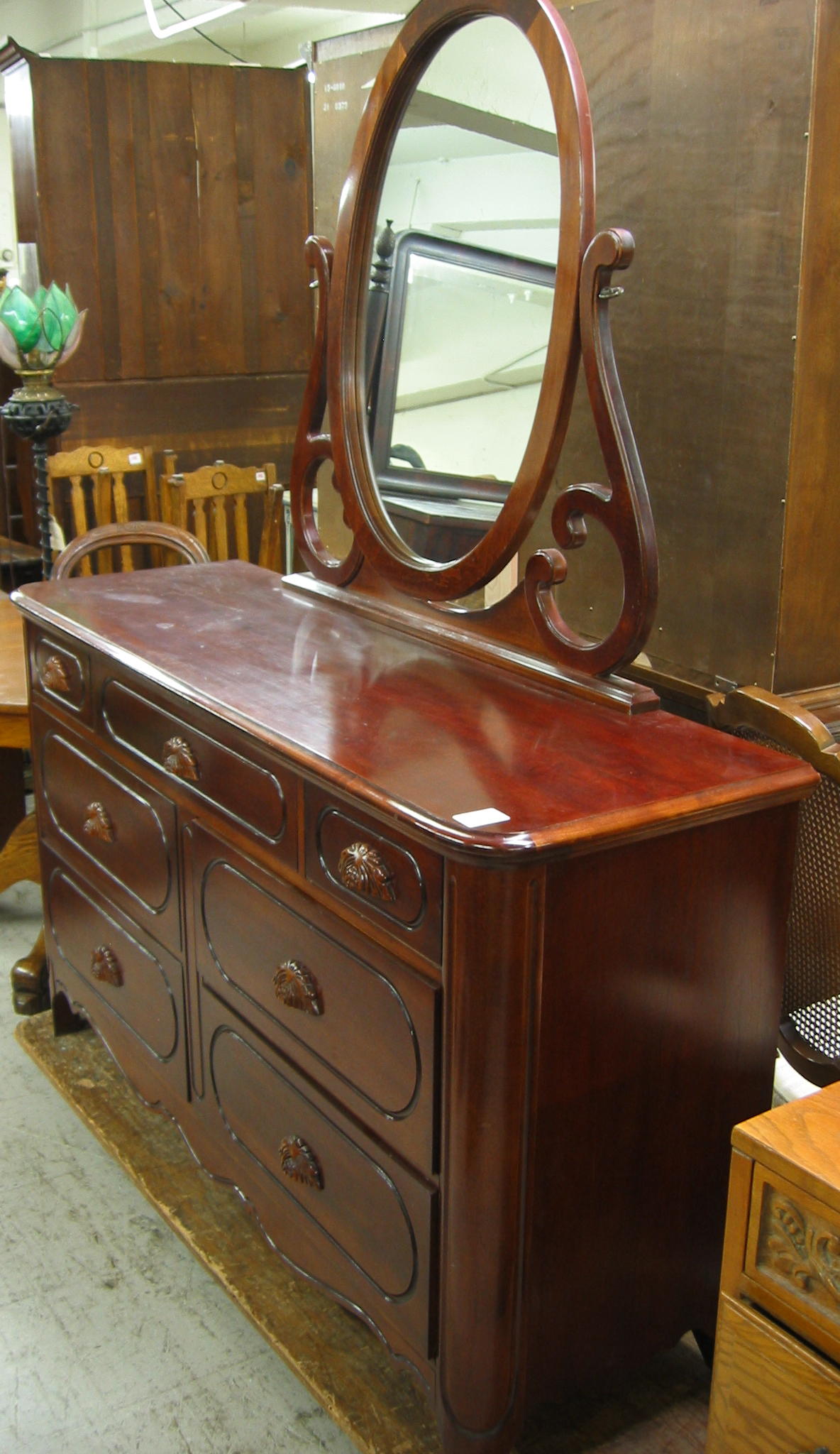 Appraisal: VICTORIAN STYLE CHERRYWOOD BUREAU WITH ATTACHED MIRROR Pulaski Furniture Corp