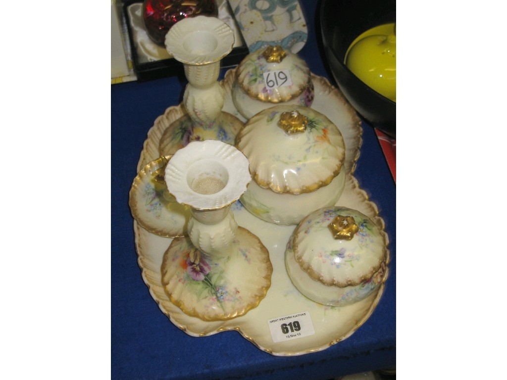 Appraisal: Limoges porcelain dressing table set some def