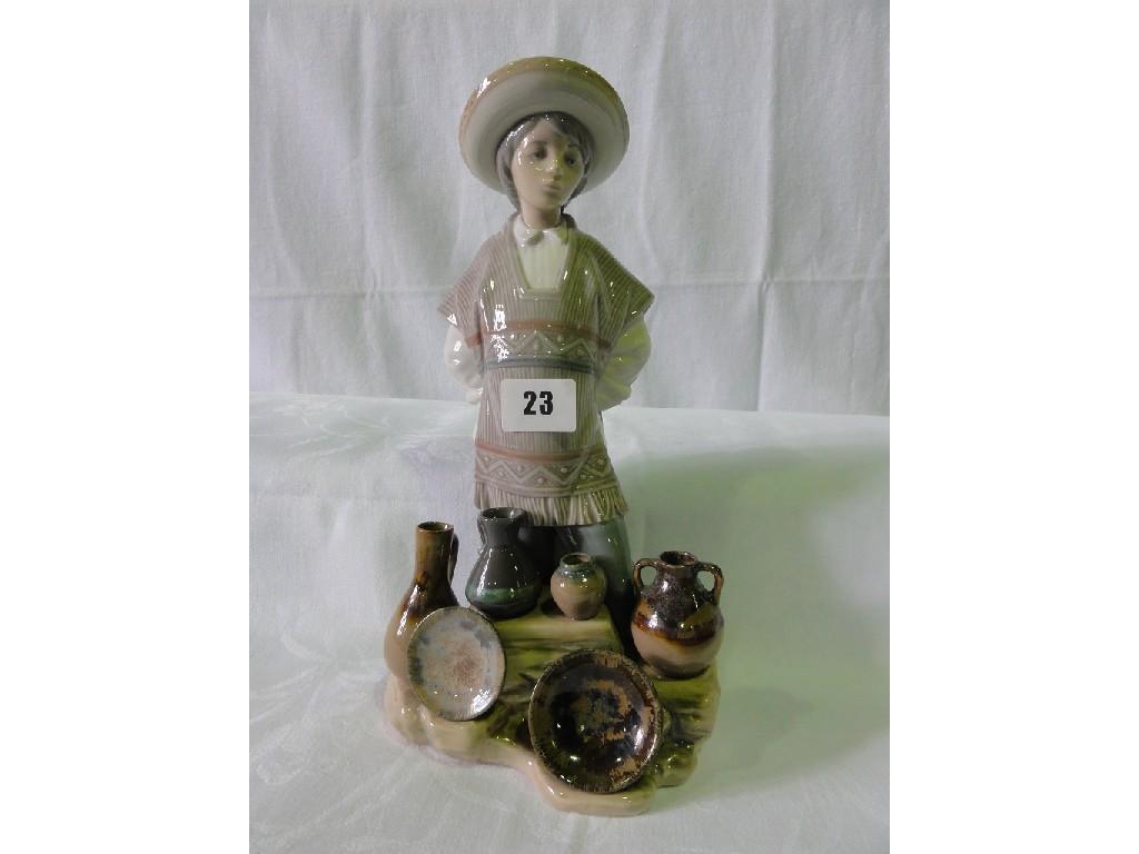 Appraisal: A Lladro figure of a boy in straw hat standing