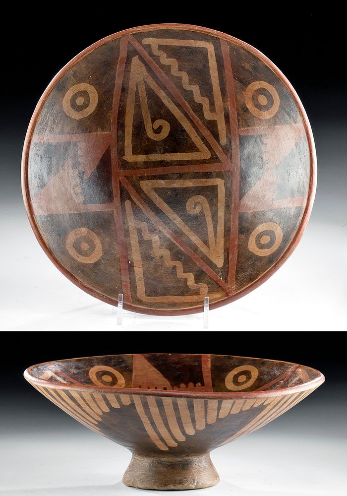 Appraisal: Narino Pottery Pedestal Dish w Stepped Pyramids Pre-Columbian Ecuador Colombia