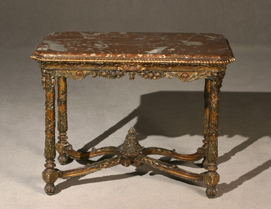 Appraisal: Italian Neoclassical Style Giltwood Marble Top Center Table Circa Having